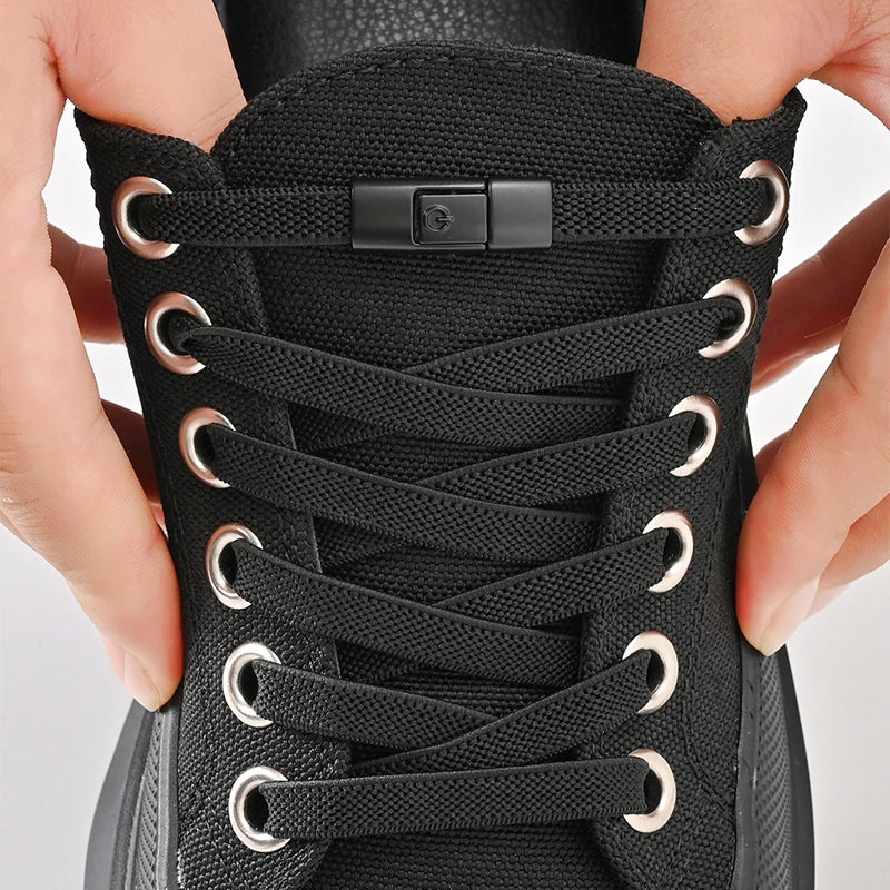 8mm Schnürsenkel ohne Binden, Pressverschluss Schnürsenkel, Elastische Schnürsenkel, Sneaker Kinder Erwachsene, Verbreiterte flache Schnürsenkel für Schuhe