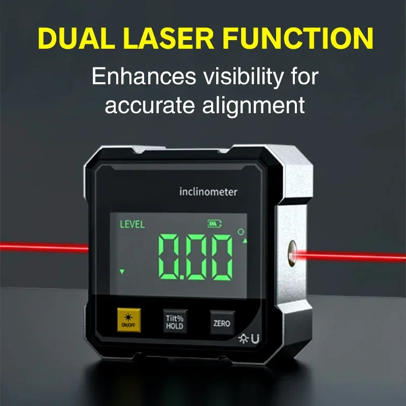 NEW 2-Side Magnetic Digital Angle Gauge With Laser Electronic Protractor Horizontometer Inclinometer Angle Ruler Slope Measuring