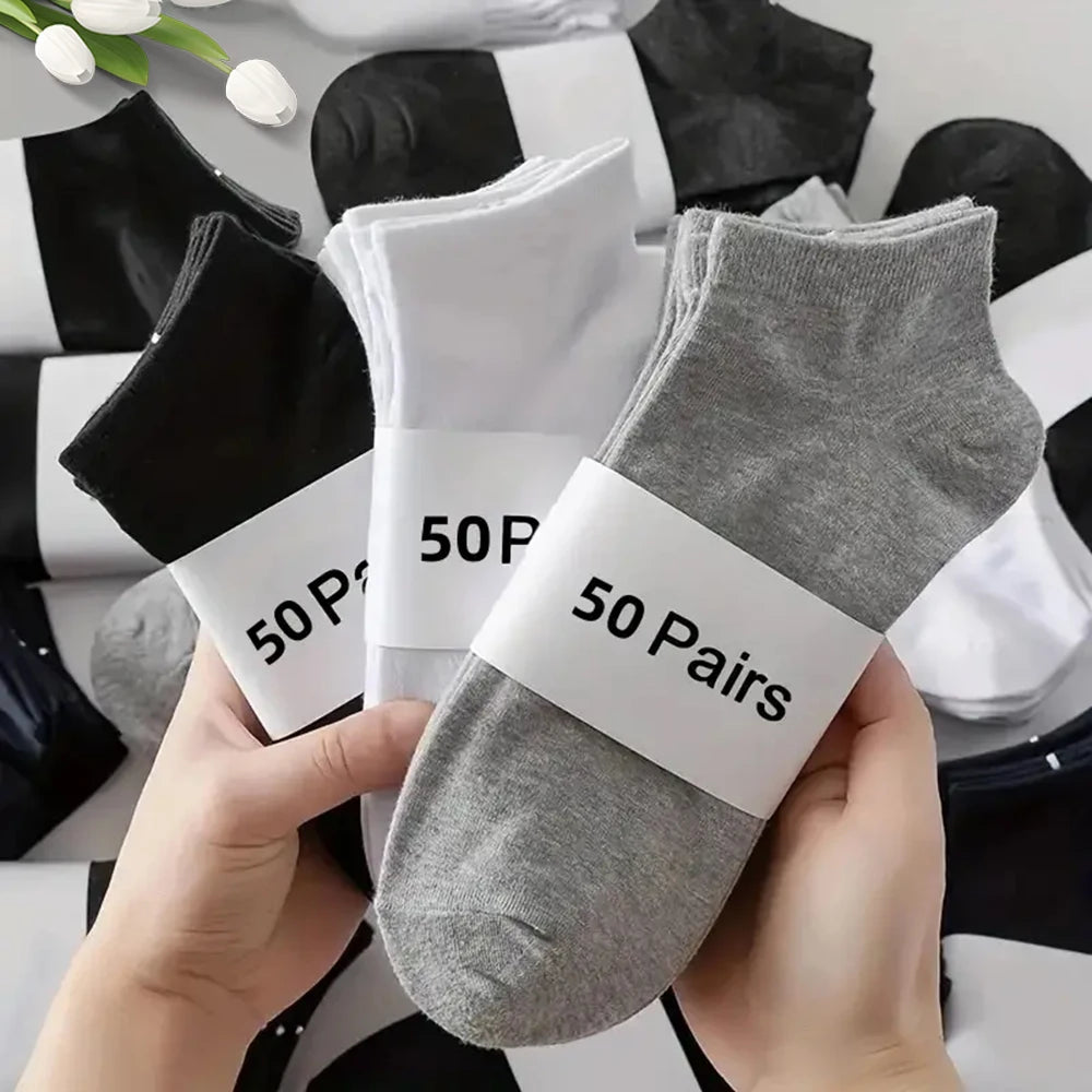 10/20/40 Pairs Men's Boat Socks Business Sport Sweat Absorption Mature Summer Autumn Solid Color Versatile Ankle Socks
