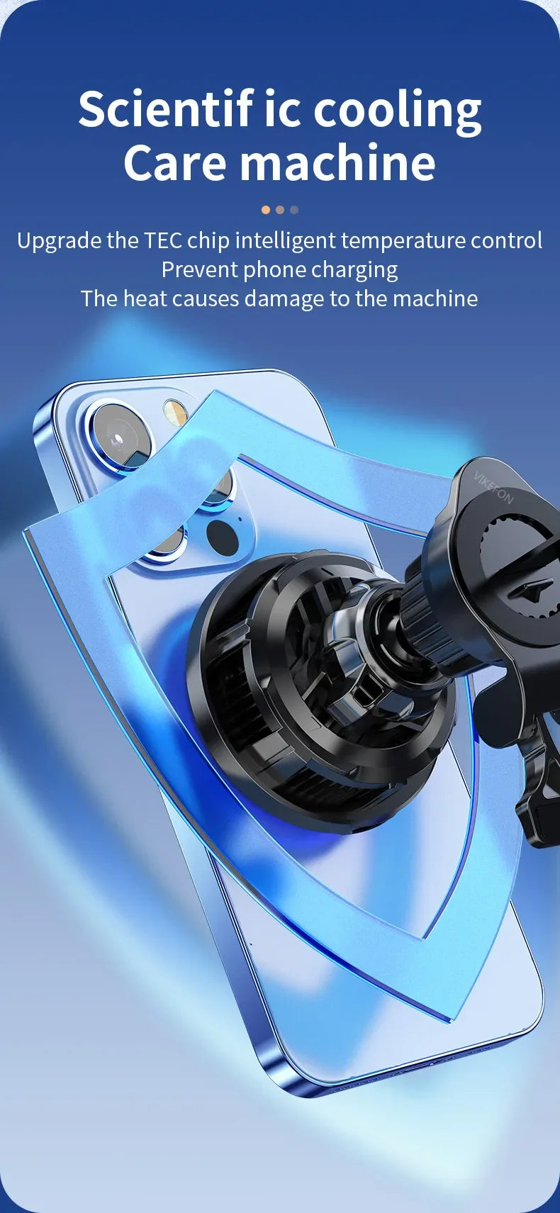 Ice Cooling Magnetic Wireless Car Charger Fast Charging Station for iPhone 17 16 15 14 13 Pro Max MacSafe Car Phone Holder Stand - Shoppiline