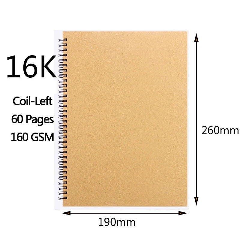 A3/A4/A5/8k/16k Sketchbook Thick Paper 160 GSM Notebook for painting DIY Creative Practice Drawing Art School Supplies - Shoppiline