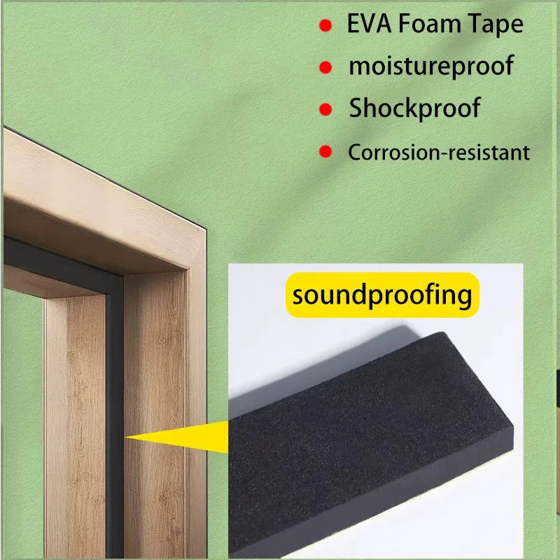 EVA Foam Door Window Sealing Strip Weather Stripping Self-Adhesive Soundproof Windproof Dustproof Draught Excluder