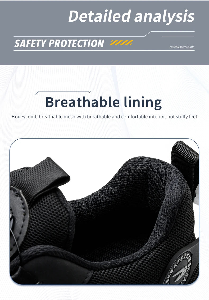 Rotary Buckle Work Safety Shoes For Men and Women Air Soft Sole Lightweight Protective Work Sneakers Men Breathable Boots - Shoppiline