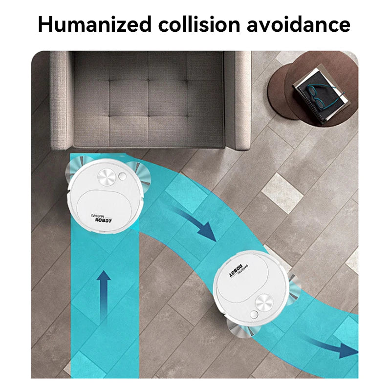 Automatic Electric Floor Vacuum Cleaner 3-in-1 1500Pa USB Rechargeable Wireless Sweeping Mop for Home Office Use