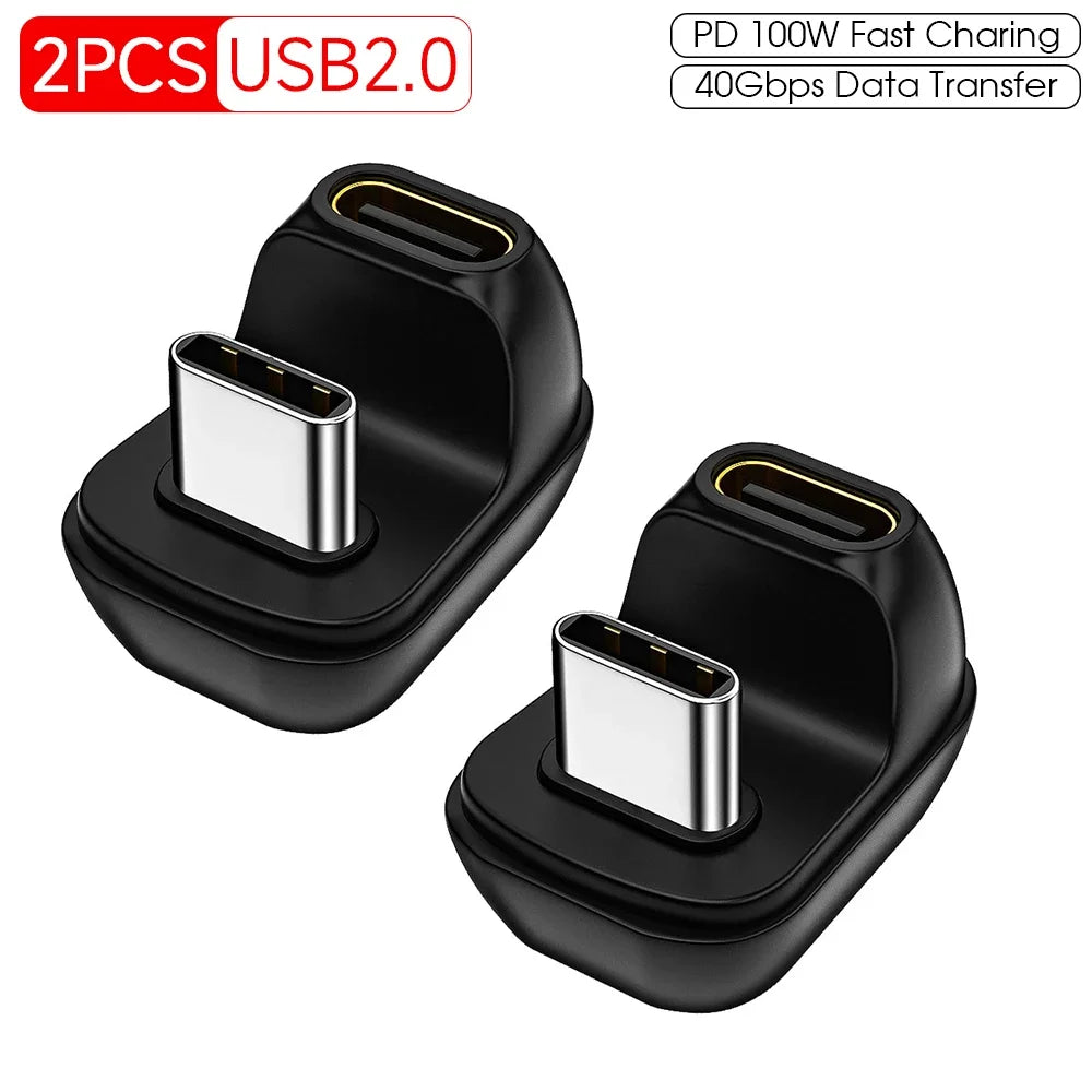 40MB/s 40Gbps Usb C Angle 180 Degree Adapter Thunderbolt 3 4 Usb 2/4 Type C Male To Female Converter 100W Fast for phone Tablet