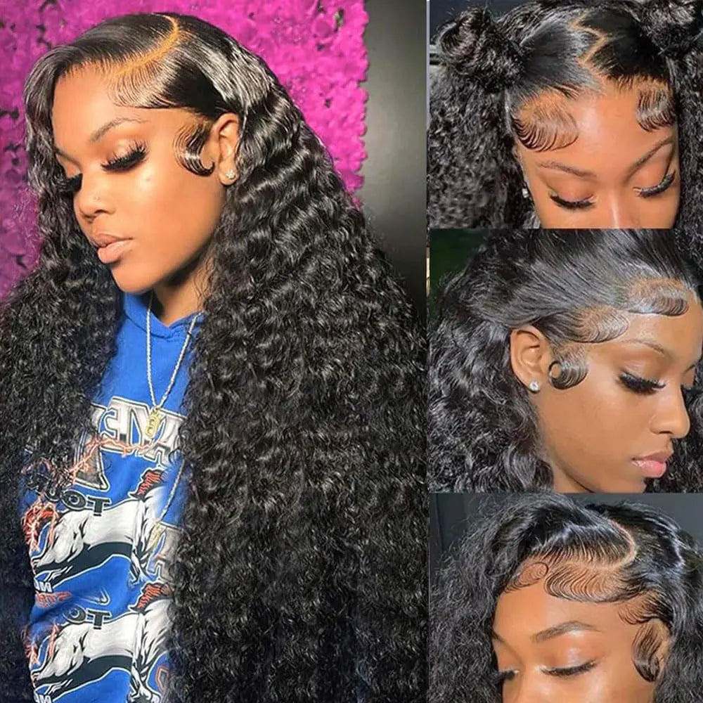 13x4 13x6 HD Transparent Lace Frontal Wig 250 Density Water Deep Wave Curly Wig Daily Wear