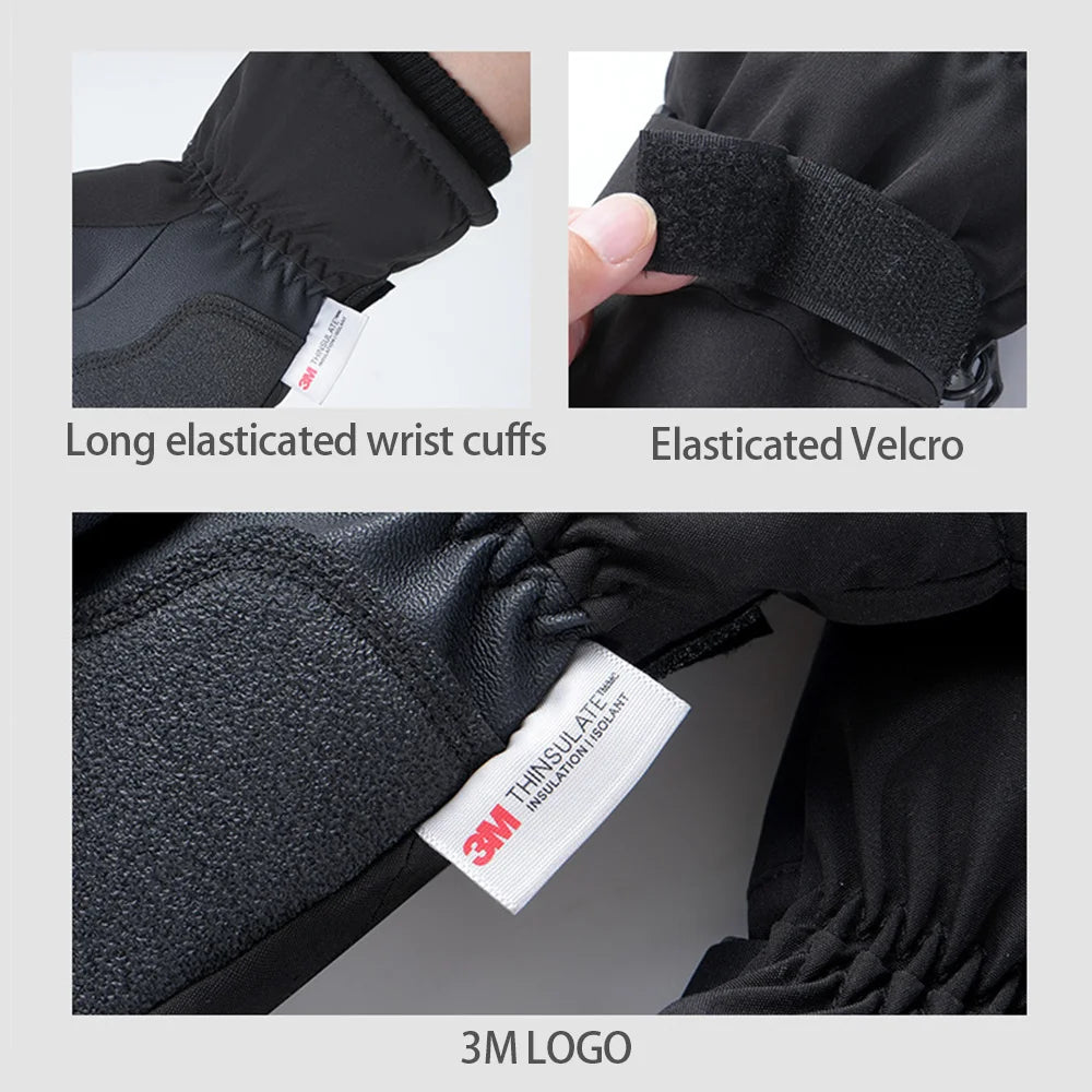 Gants de cyclisme d'hiver imperméables pour homme, sports de plein air, course à pied, moto, ski, écran tactile, polaire, antidérapants, chauds, doigts complets