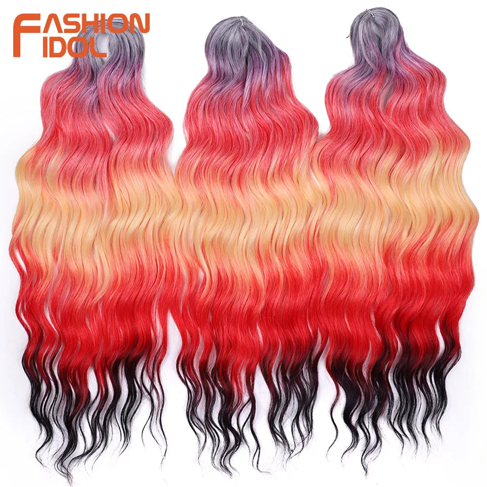 Anna Hair Extensions synthétiques de tresses Loose Deep Wave 24 pouces, cheveux tressés ondulés, cheveux bouclés torsadés au crochet Ombré Blond