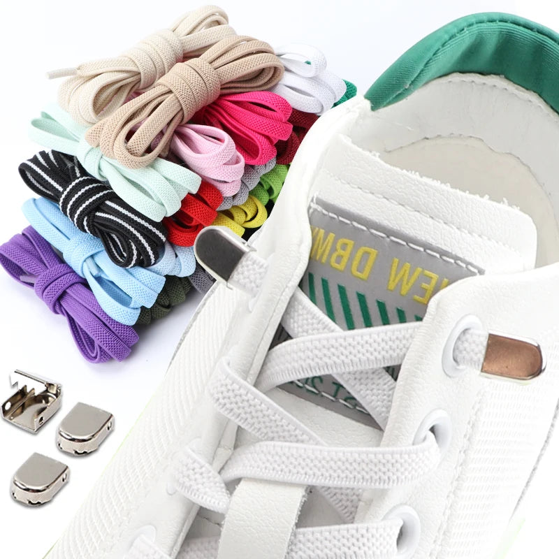 1 Paar Schnürsenkel ohne Binden, Metallschnallen, elastisch für Sneaker, Einheitsgröße für Erwachsene und Kinder, Schnell-Schnürsenkel, Lazy Sport Gummischnürsenkel