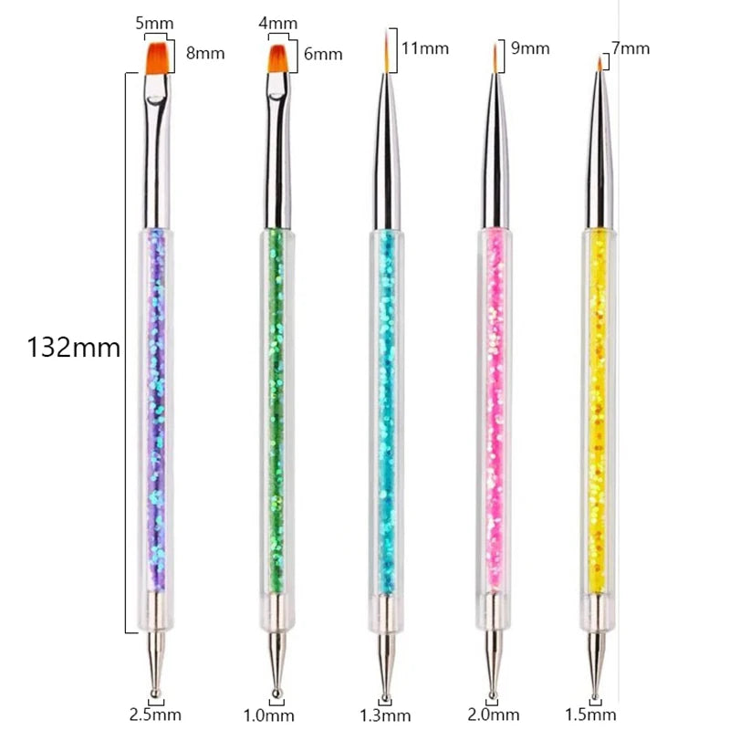 5/20 Stk. Nagelkunst Pinsel Design Spitzen Malen Zeichnen Schnitzen Dotting Pen Flachfächer Liner Acryl Gel UV Politur Maniküre Werkzeuge