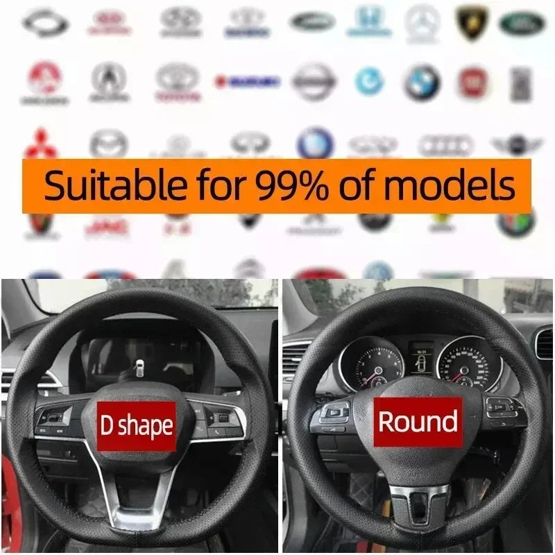Car Steering Wheel Cover Needles And Braid Thread Artificial Leather Car Covers Suite 2 Color DIY Texture Soft Auto Accessories