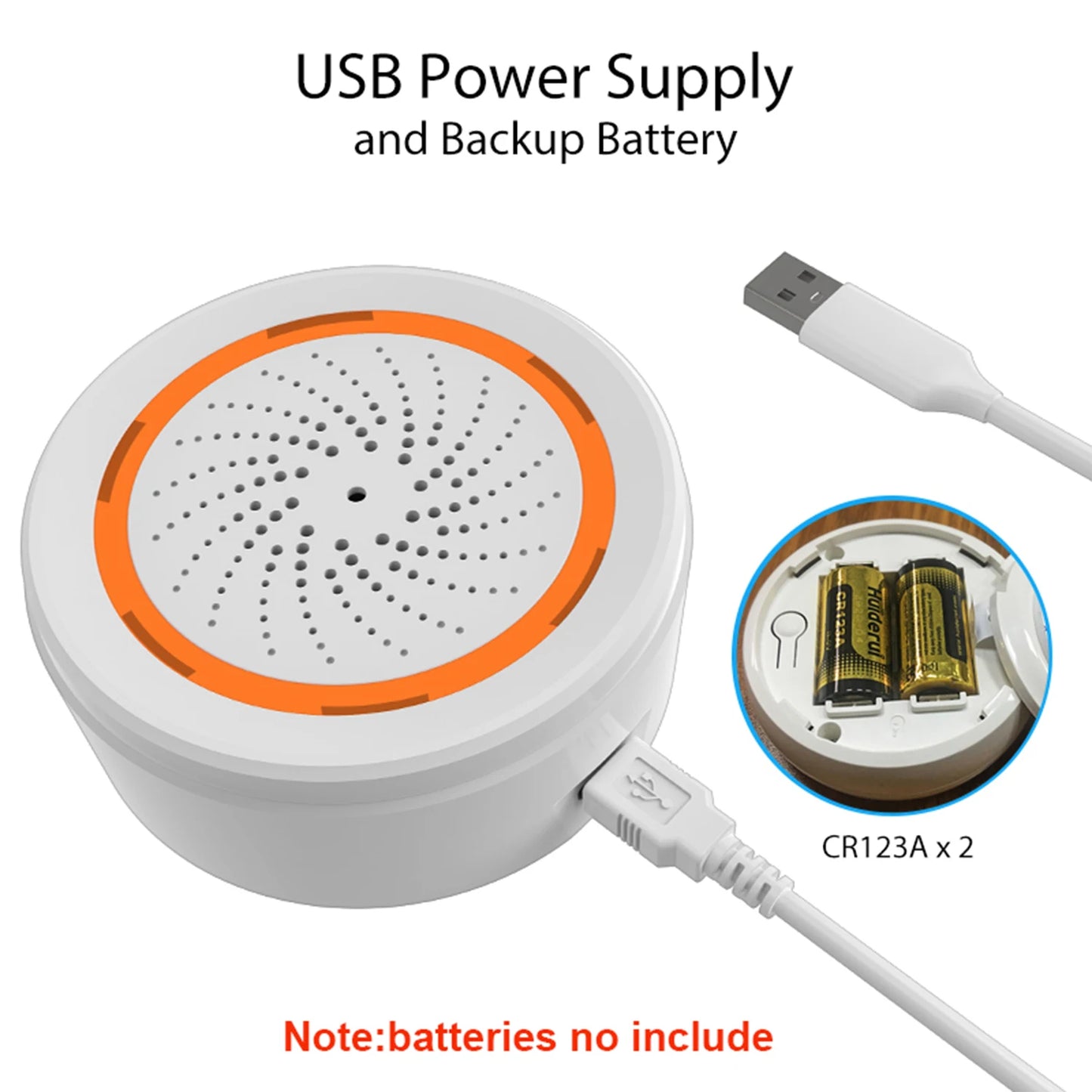 Coolcam Tuya Zigbee Smart Siren Alarm For Home Security with Strobe Alerts Support USB Cable Power UP Works With TUYA Smart Hub - Shoppiline