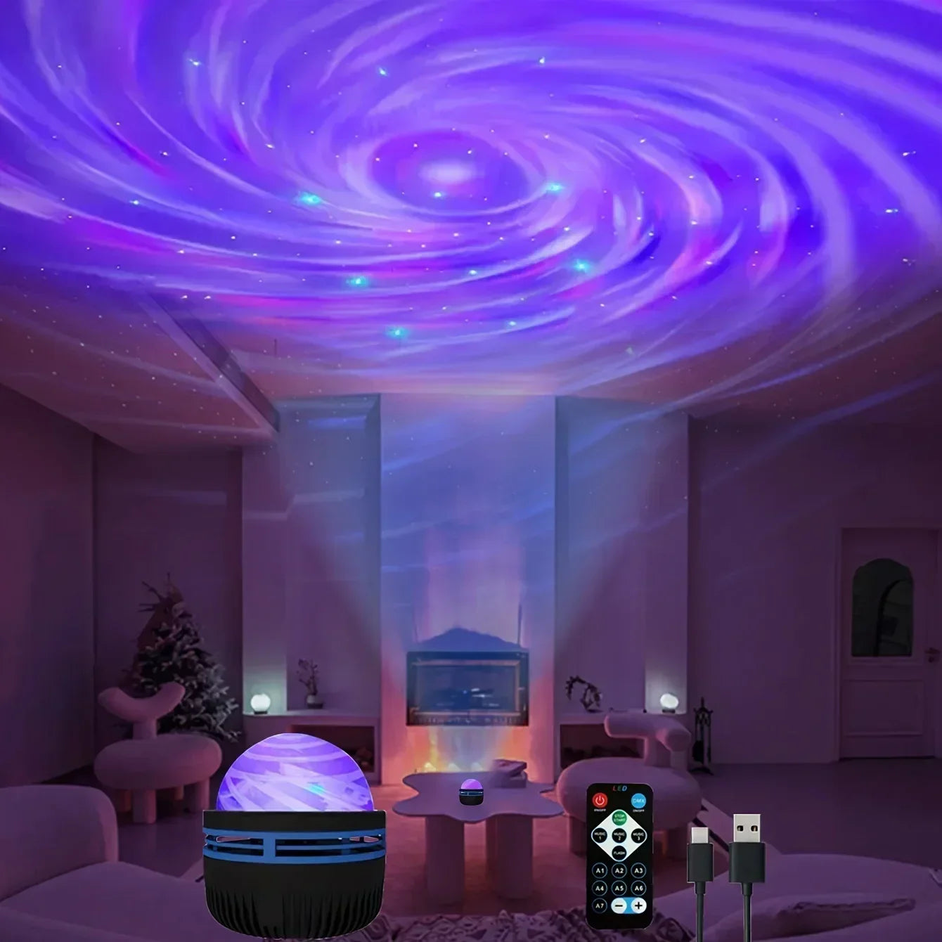 Galaxy Projector RGB Star Projector USB Powered Remote Control Night Light Lamp for Birthday Gifts Holiday Party Room Decoration