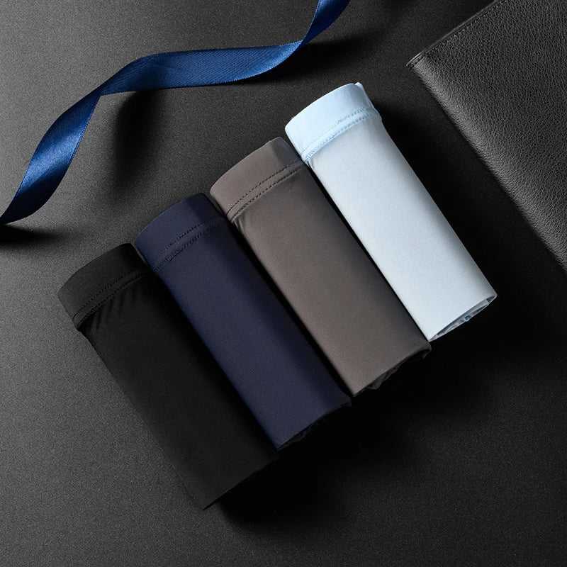 Men's Summer Ice Silk Boxers Briefs Underwear Lingerie Underpants Shorts Ultra-thin Breathable Sexy Seamless Panties