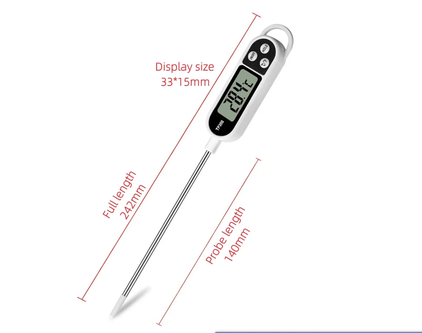 Haushalts-Lebensmittelthermometer mit Edelstahlsonde, Stift-Typ, Milchtemperatur, Kochthermometer