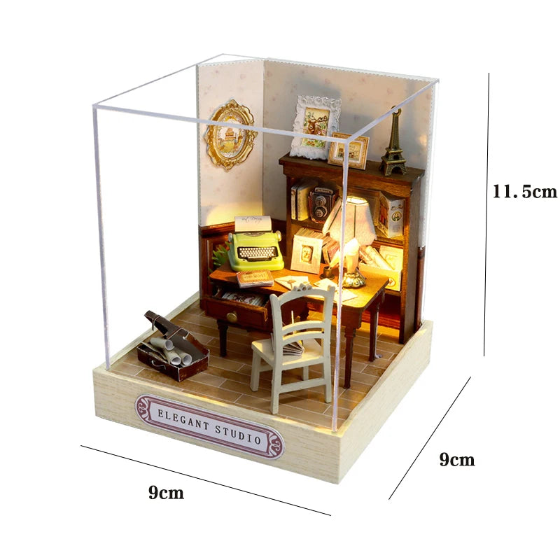Kitten Mini Doll House 3D Puzzle Assembly Model Building Kit Creative Room Bedroom Decoration With Furniture Wooden Crafts Gifts - Shoppiline