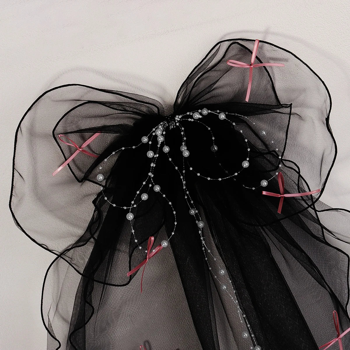 Double Layer Mesh Tulle Solid Color Women Short Wedding Veil with Clip Ribbon Edge Center Cascade Bride Headpiece Party