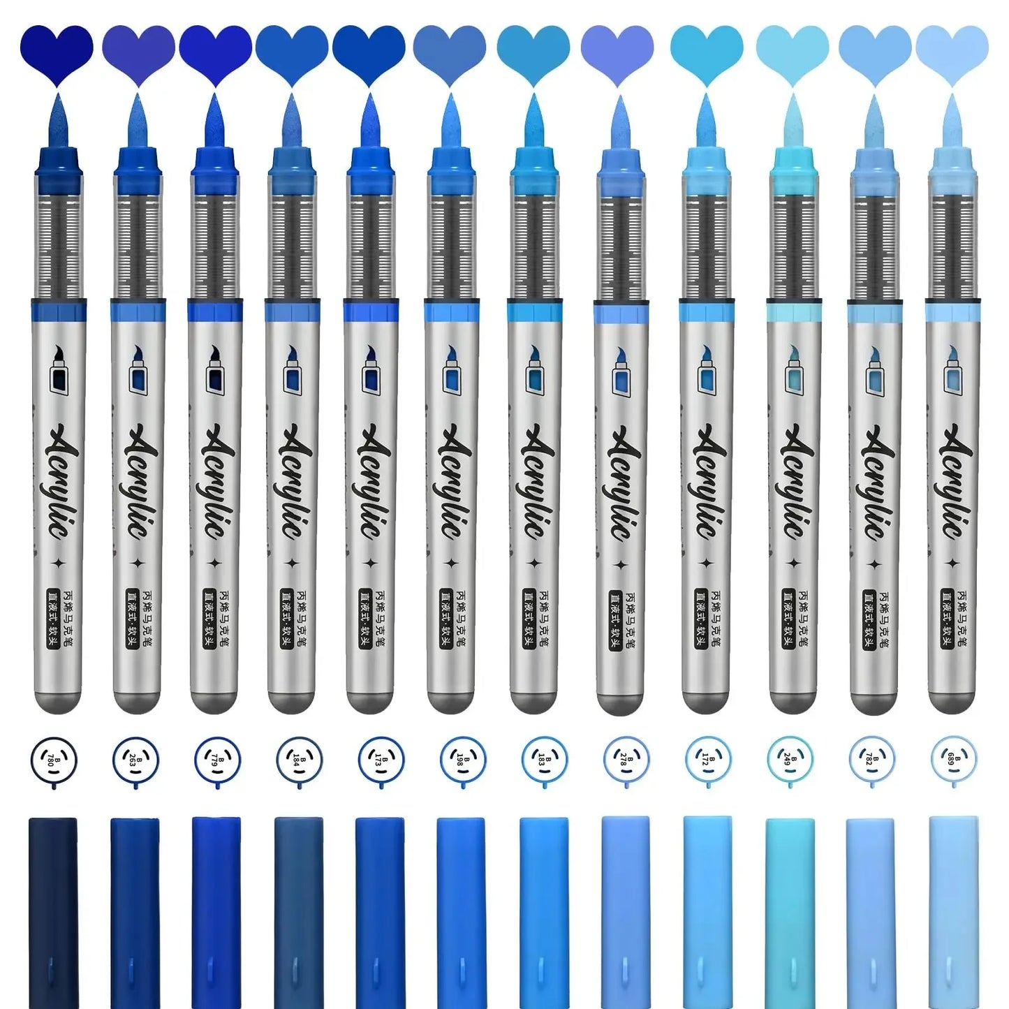 ZEEJOY 120/12/1 Colors Direct Liquid Acrylic Marker Pens Waterproof Pen Soft Brush Nib for Manga School Art Supplies Stationery