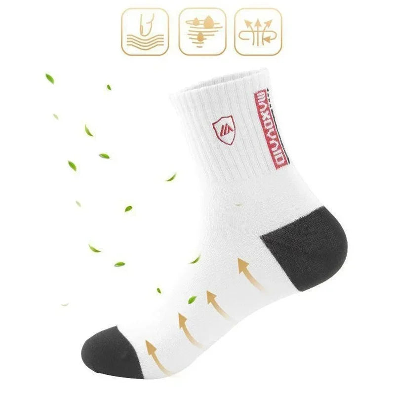 2026 New 5/10 Pairs Men's Sports Crew Socks Breathable Moisture Wicking Anti-Odor Basketball Running Socks