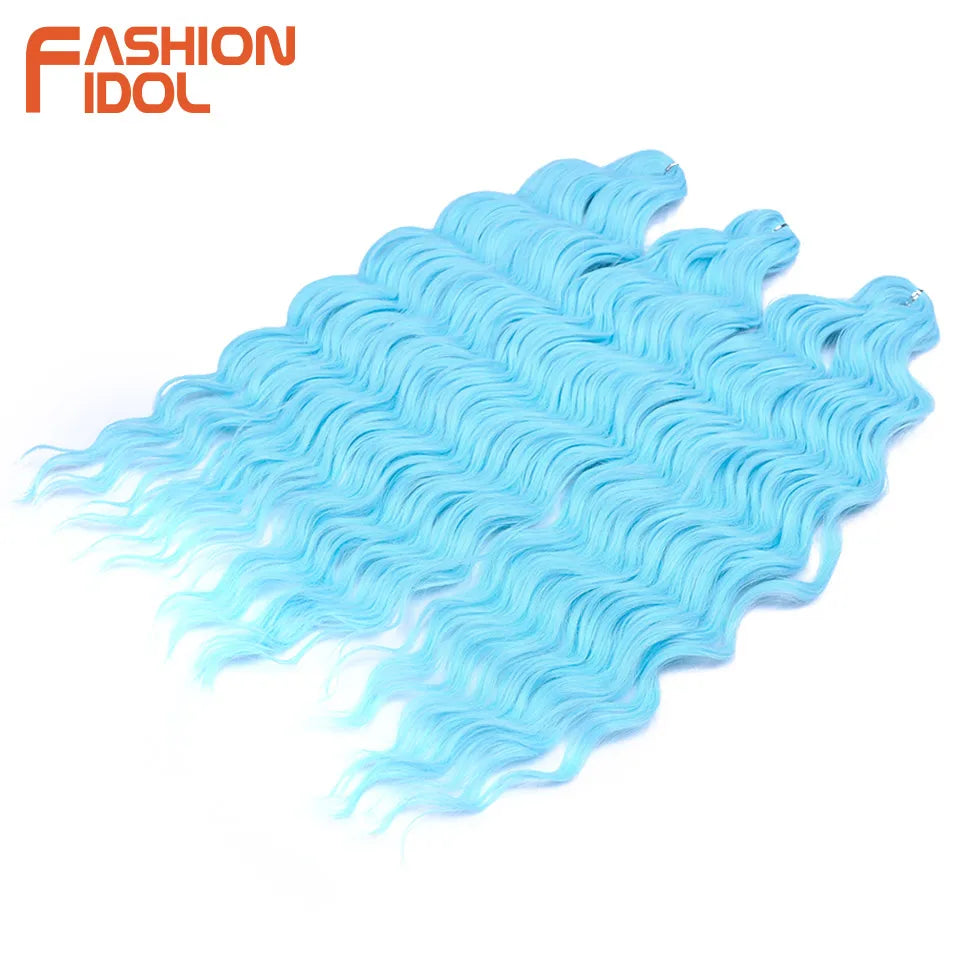 Anna Hair Extensions synthétiques de tresses Loose Deep Wave 24 pouces, cheveux tressés ondulés, cheveux bouclés torsadés au crochet Ombré Blond