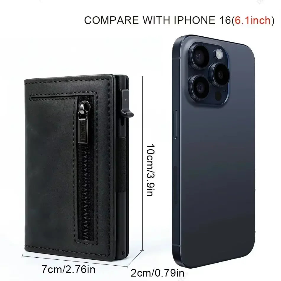 Magnetic Credit Card Holder Luxury Men Wallet Rfid Blocking Pop Up Minimalist Wallet Leather Bank Cardholder Case Vallet for Men
