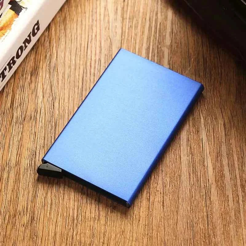 Rfid ultra-thin smart wallet for men and women, pop-up credit card holder, metal minimalist mini wallet