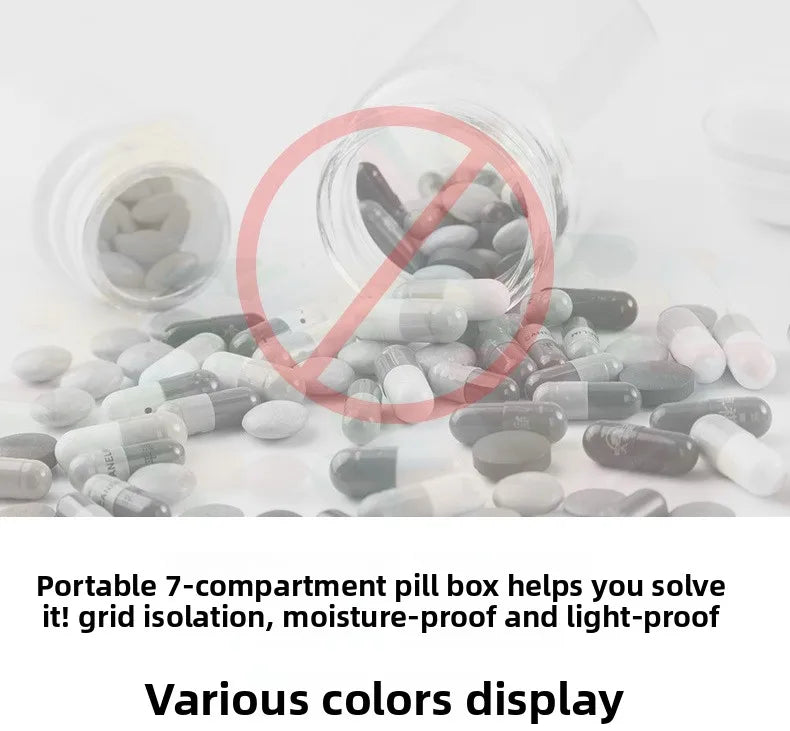 7 Compartments Weekly Pill Organizer Portable Plastic Mini 7 Day Medicine Box Small Pill Case Bulk