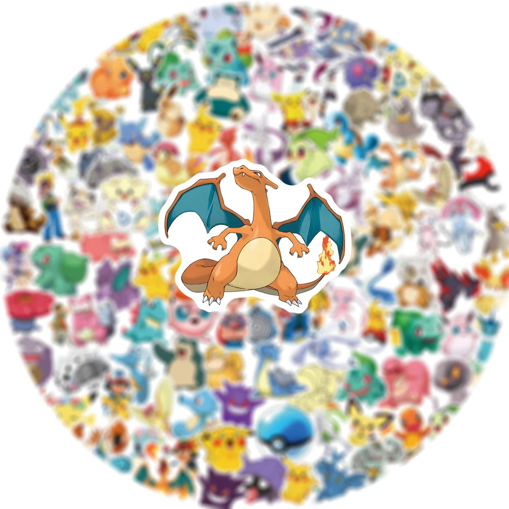 50/100/200pcs Pokemon Anime Stickers Pikachu Kawaii Sticker Laptop Suitcase Skateboard Guitar Phone Cartoon Kid Gift Toys