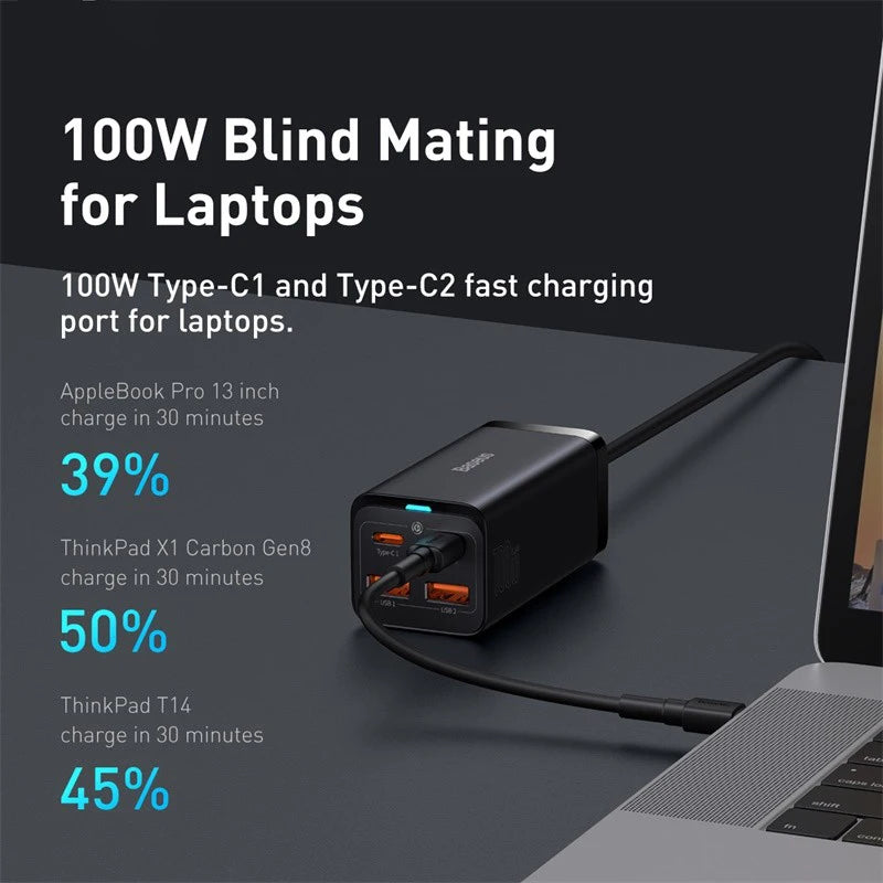 Baseus GaN3 100/ 65W Desktop Charger Quick Charge QC 3.04.0 USB C Type C Phone Charger For iPhone15 Huawei Xiaomi MacBook Laptop - Shoppiline
