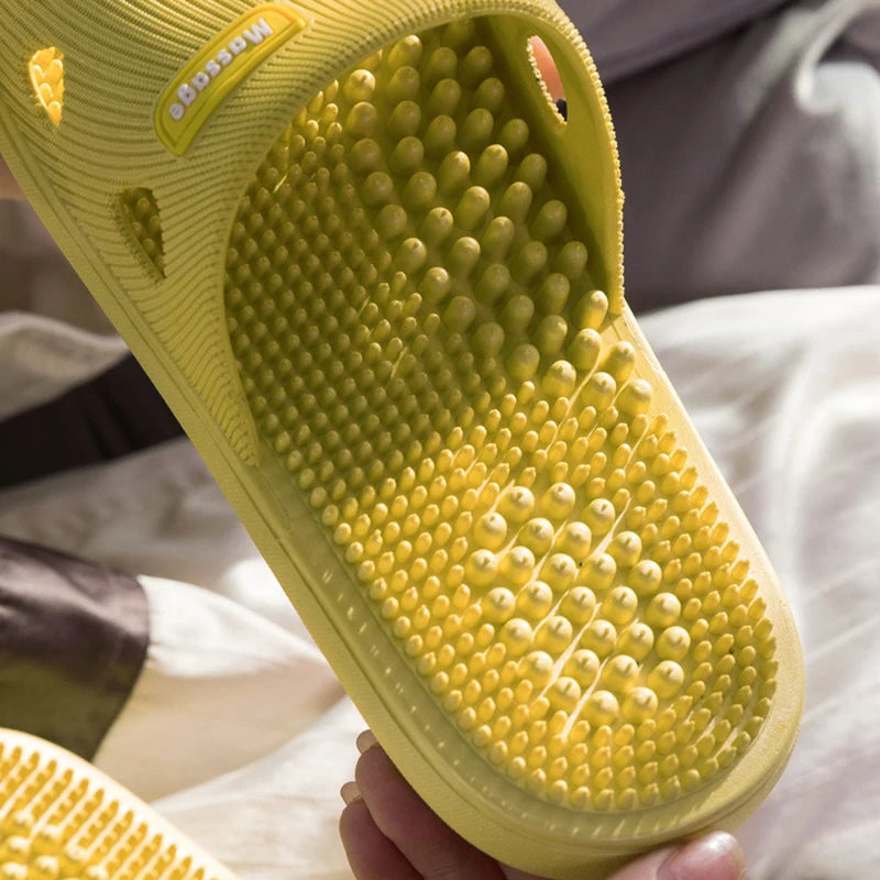 Summer Slippers for Men PVC Massage Non Slip Solid Color Comfortable Durable Bathroom Shoes Cool Pool