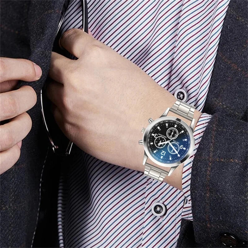 Mode Herren Edelstahluhren Luxus Quarz Armbanduhr Uhr Herren Business Casual Uhr Relogio Masculino