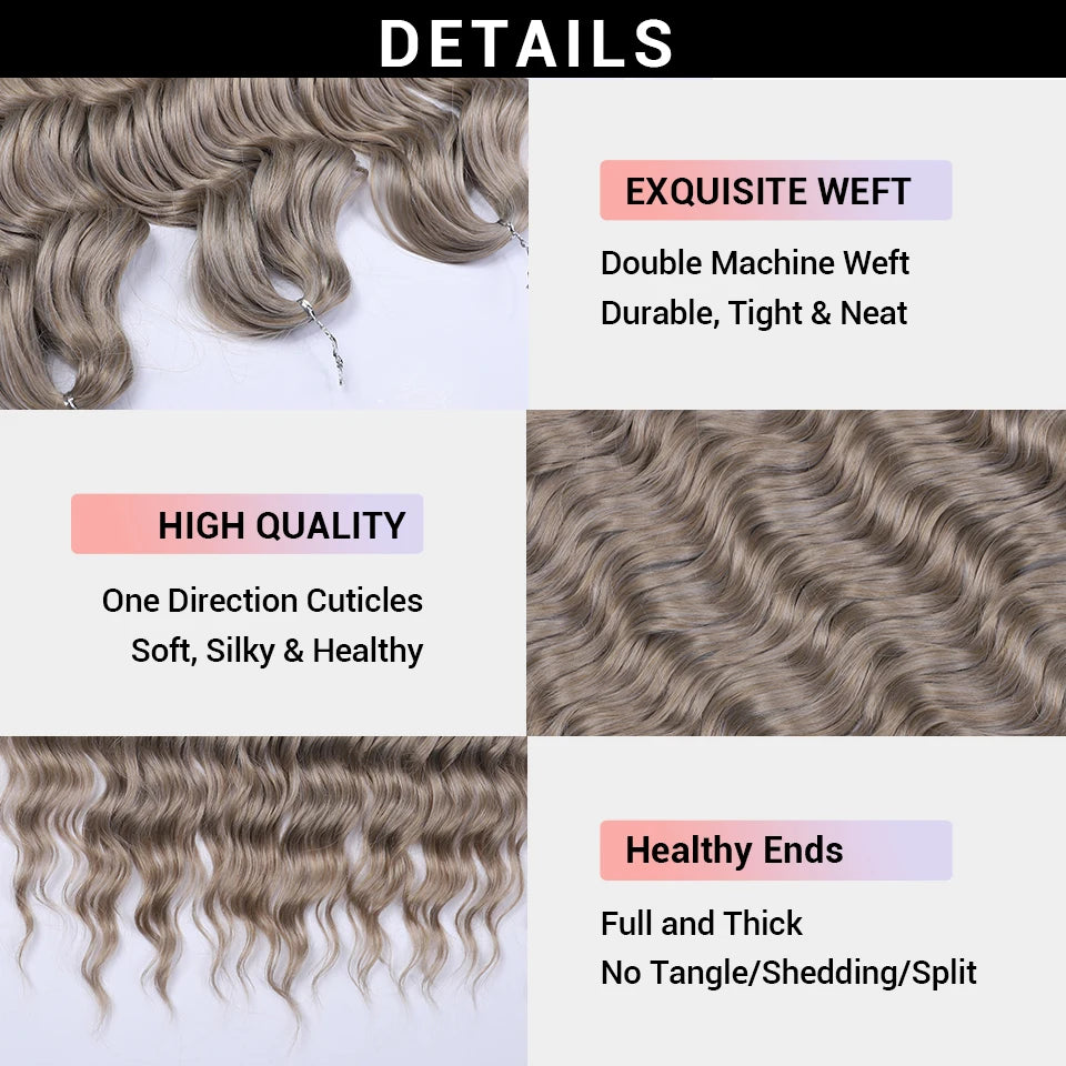 Anna Hair Extensions synthétiques de tresses Loose Deep Wave 24 pouces, cheveux tressés ondulés, cheveux bouclés torsadés au crochet Ombré Blond