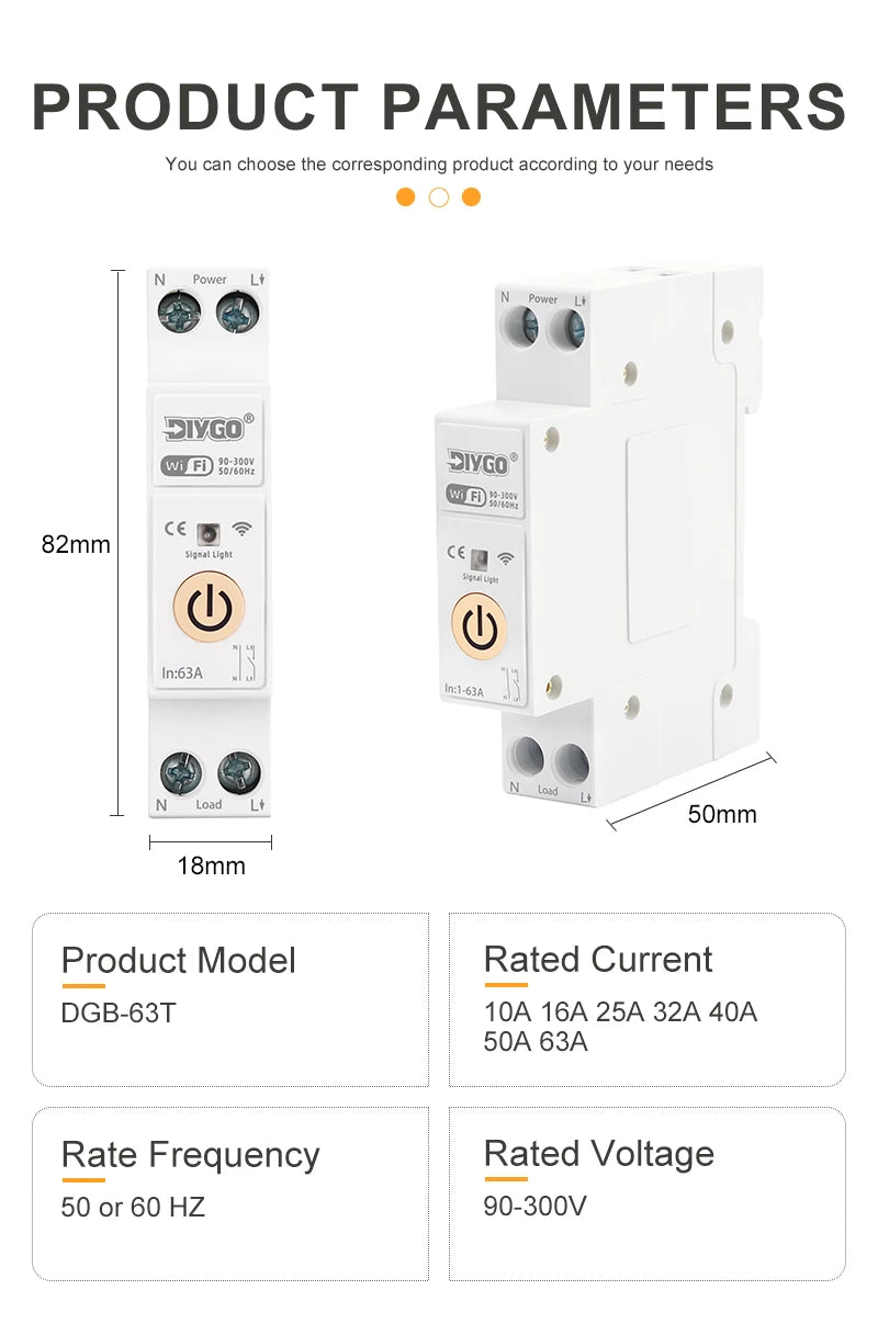 Tuya WIFI Smart Circuit Breaker 1P+N Over-Voltage/Current/Power Protector Under Voltage Protection Voice Remote Control Switch