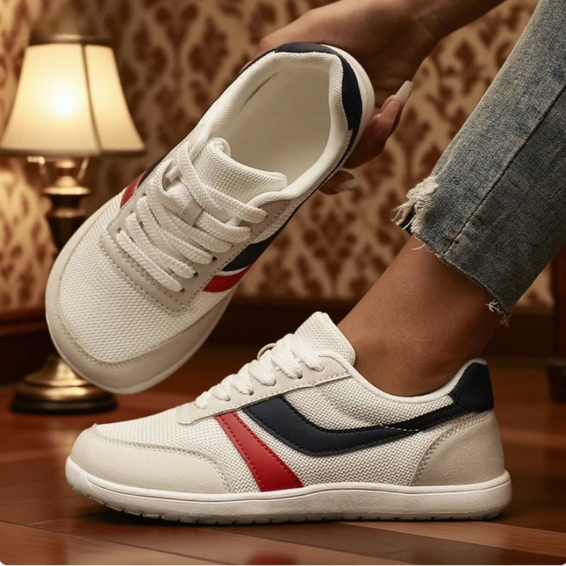 Damen-Sneaker Barfuß Freizeit Weit Modisch Canvas Flacher Board-Schuh 2025 Neu Breite Zehenpartie Atmungsaktiver Mesh-Laufschuh