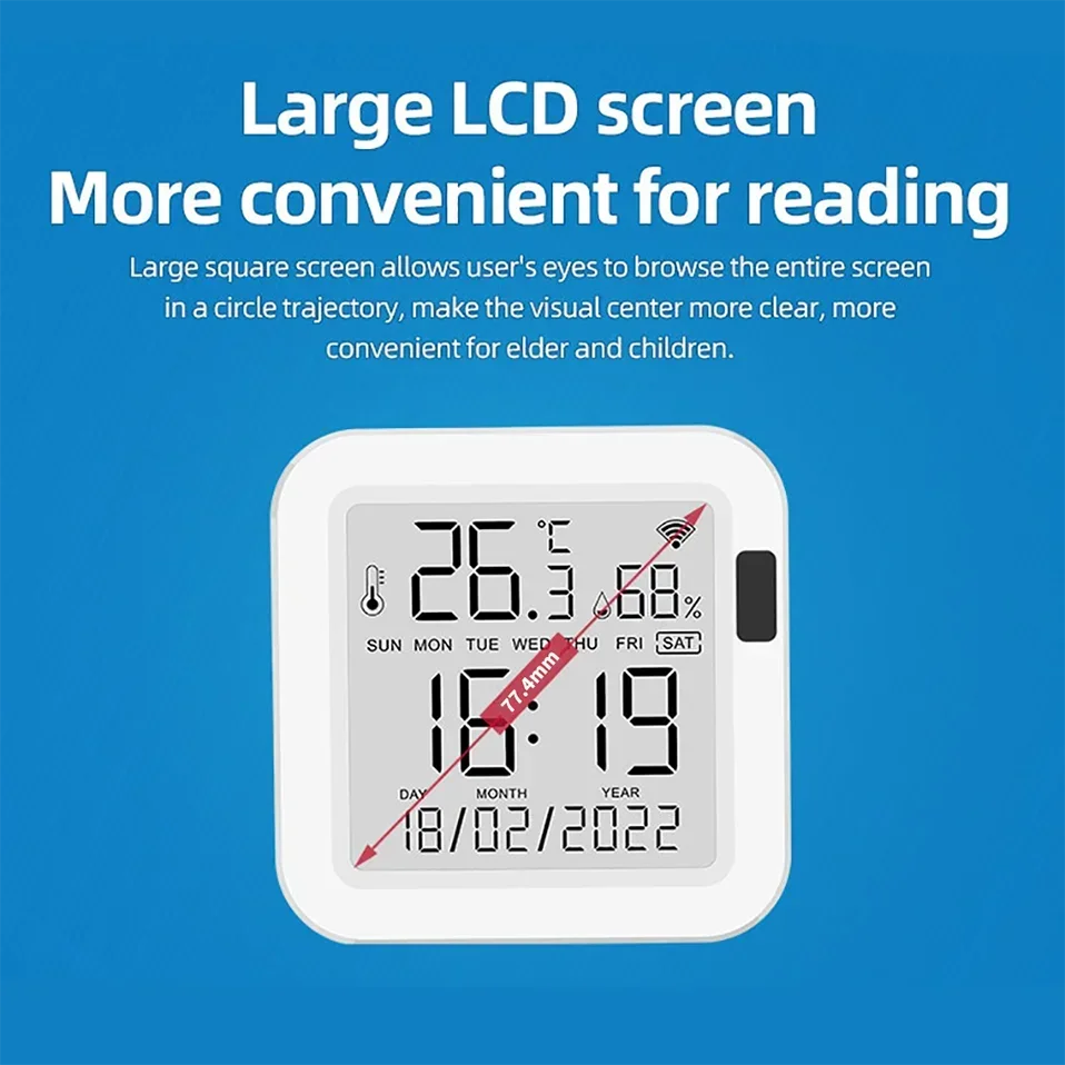 Tuya WiFi Temperature Humidity Smart Sensor With Backlight for Smart Home Var SmartLife Work with Alexa Google Assistant - Shoppiline