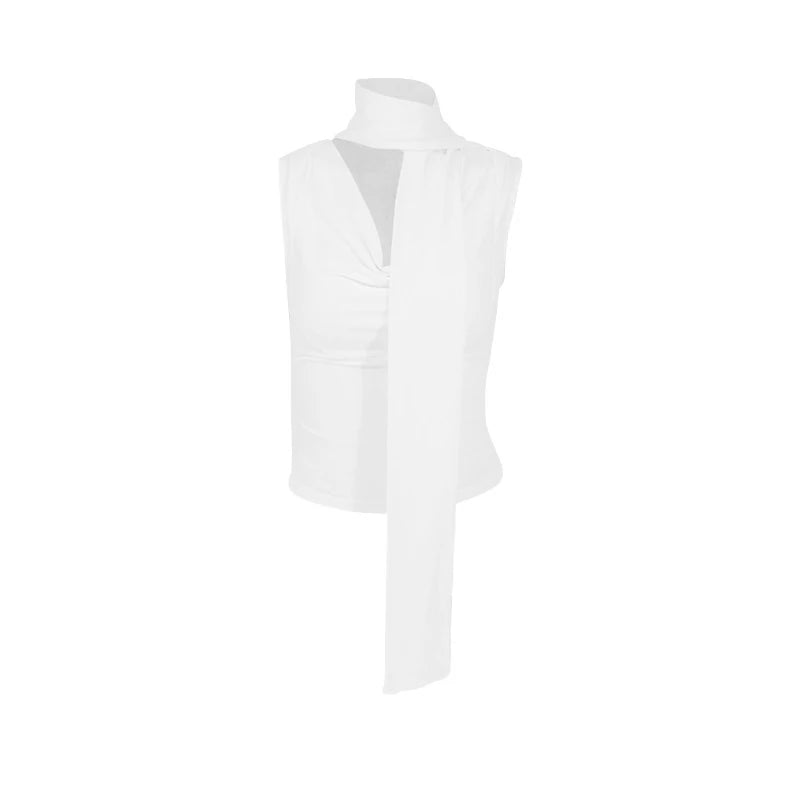 Women's Sexy Sleeveless V-Neck Solid Tank Top Fashion Bandage Streetwear Casual Slim Fit Elegant Knitted Summer Lady's Clothing
