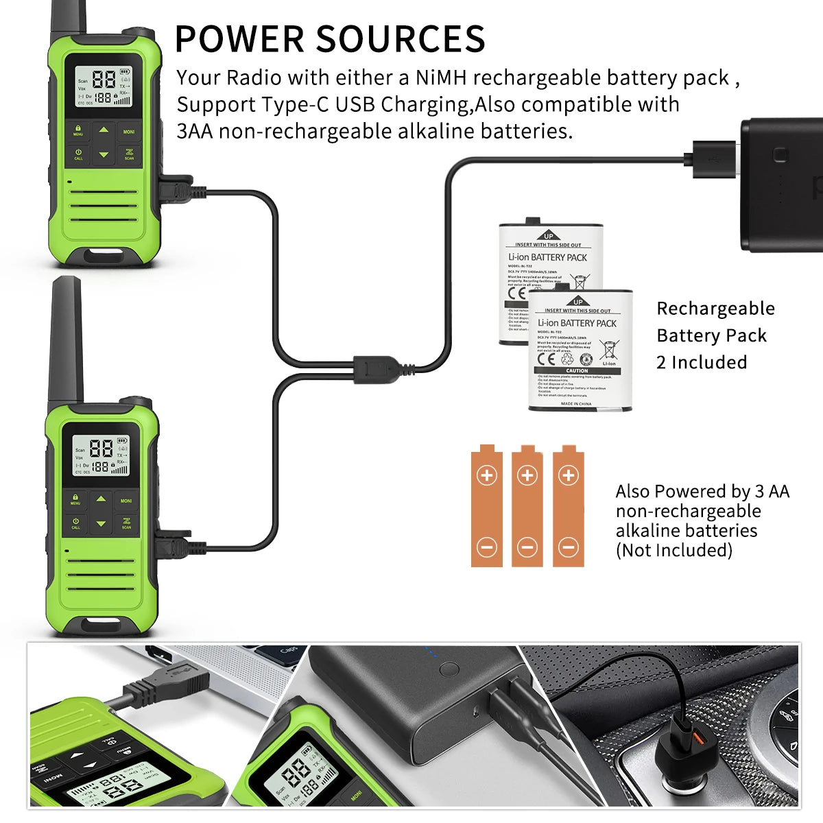 2pcs Baofeng F22 Mini Walkie Talkie PMR Long Range Rechargable Portable Kids Two Way Radio Type-C Charger for Camping Trip - Shoppiline