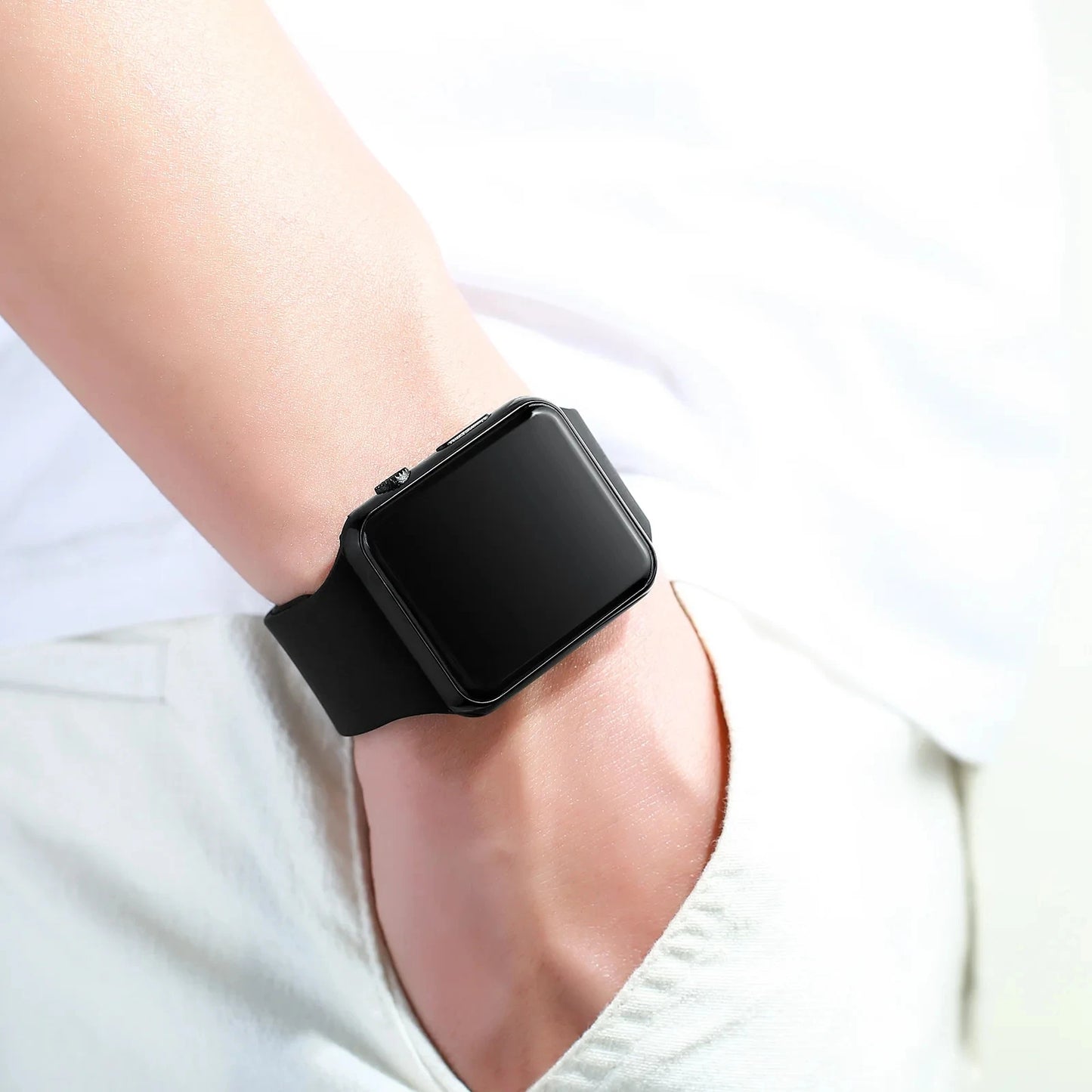 Einfache Digitaluhr für Herren Damen Mode Sport LED Elektronische Uhr Schwarz Silikonarmband Freizeit Herrenuhr Reloj Hombre