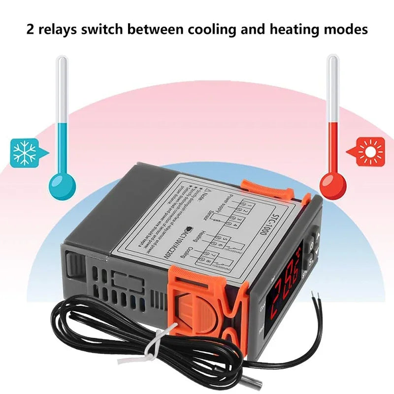 STC-1000 Digital LED Temperature Controller Heating Cooling Centigrade Thermostat 2 Relays Output with NTC Sensor Probe 12v 24v - Shoppiline