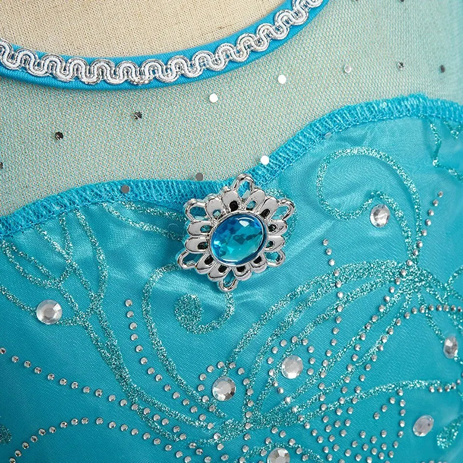 Halloween Elsa Kleid für Mädchen Kinder Party Prinzessin Kostüm Kinder Verkleidung mit langem Umhang Mädchen Schneekönigin Karnevalskleidung