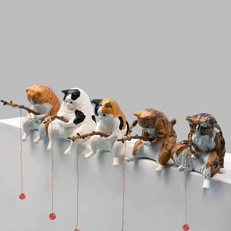 Fish Tank Fishing Cat Hanging Creative Landscape Office Ornaments Fishing Fun Mini Decorative Micro-Landscape