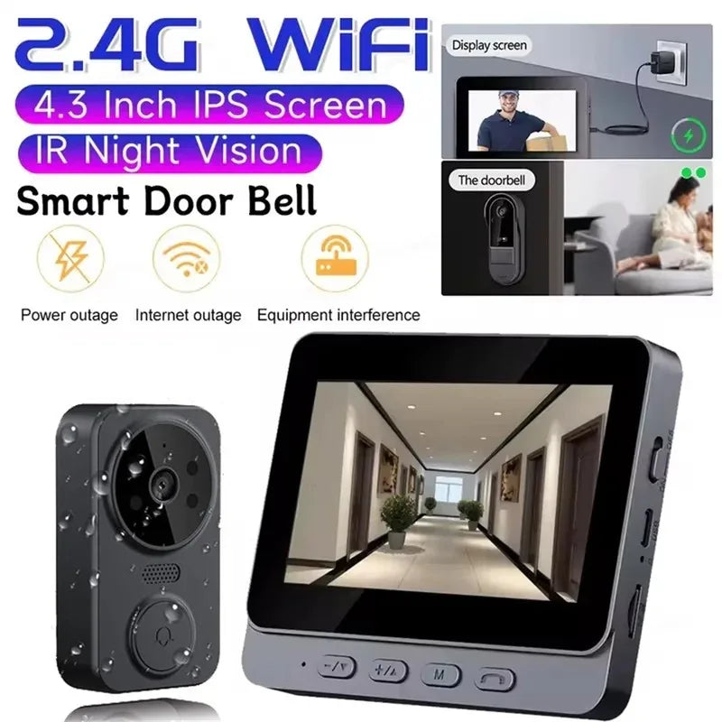 Smart Video Doorbell Camera Wireless, 1080P HD with Night Vision, 2.4G WiFi, Motion Detection, 2-Way Audio, and Cloud Service - Shoppiline