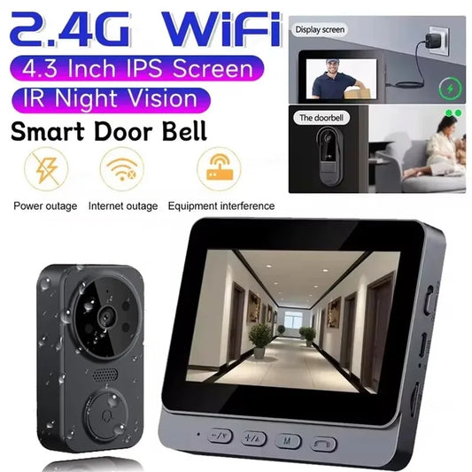 Smart Video Doorbell Camera Wireless, 1080P HD with Night Vision, 2.4G WiFi, Motion Detection, 2-Way Audio, and Cloud Service - Shoppiline