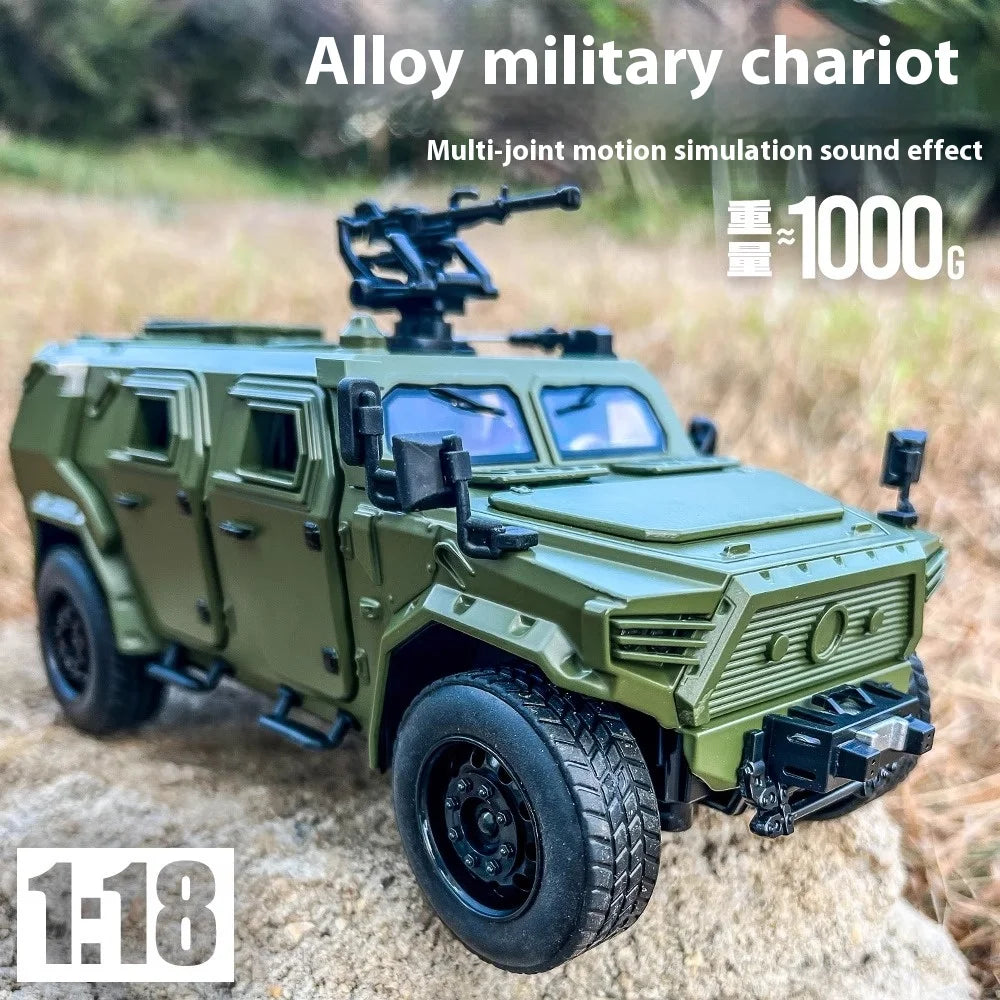 1:18 DongFeng Warrior Militärisches gepanzertes Fahrzeug Off Road ORV SUV Legierung Metall Diecast Modellauto Sound Licht Sammlung Große Geschenke