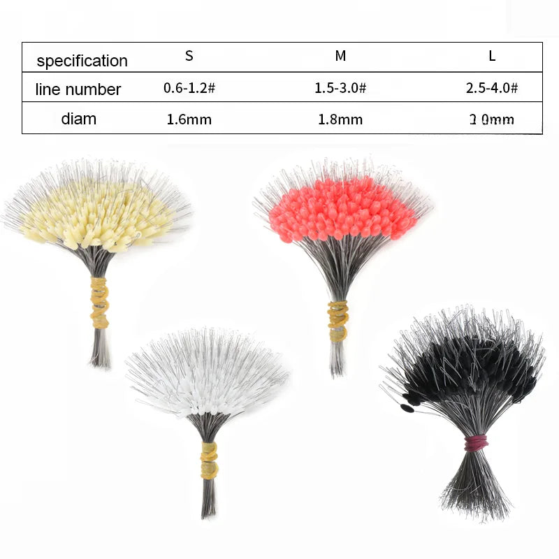 300Pcs Professional Fishing Float Stopper Silicone Space Bean Oval Bobber Anti-Strand Resistance for Fish Line Gear