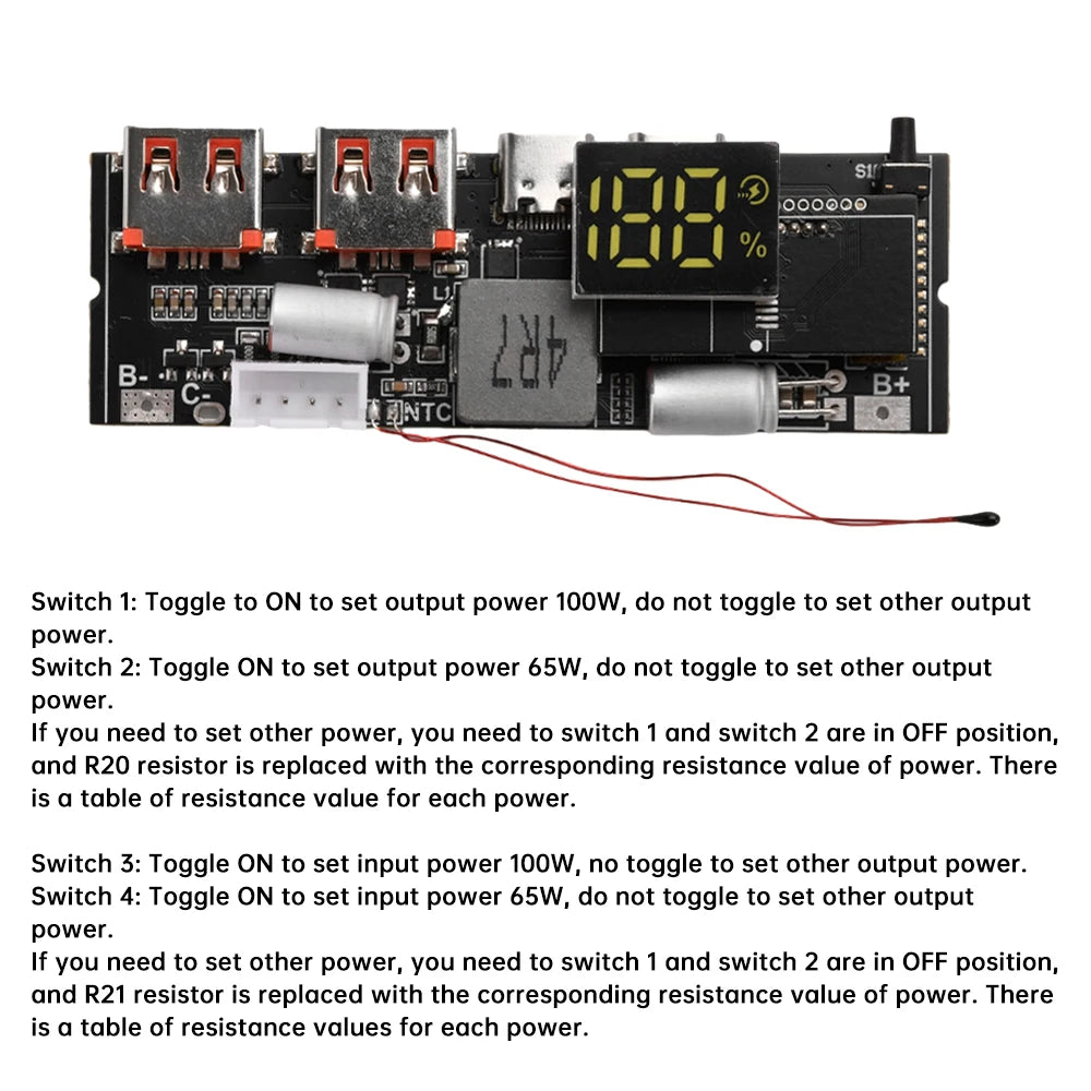3S 4S 5S 65W 100W Power Bank Double C Port Two way Fast Charge Mobile Power Module 18650 Charging Temperature Protection - Shoppiline