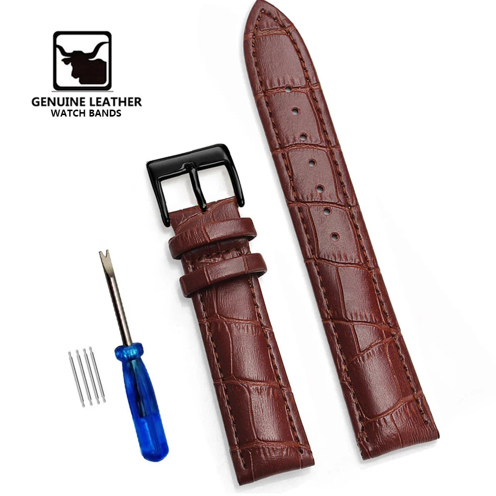 Premium Genuine Leather Watchbands 12/14/16/18/19/20/21/22/24 mm Watch Band Strap High Quality Wrist Belt Bracelet + Tool