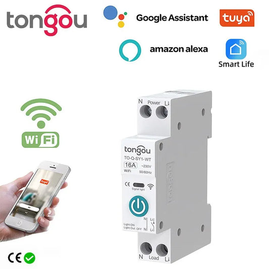 Tuya WiFi Smart Circuit Breaker 1P 63A DIN Rail for Smart Home Wireless Remote Control WiFi Switch by APP TONGOU Free Shipping - Shoppiline