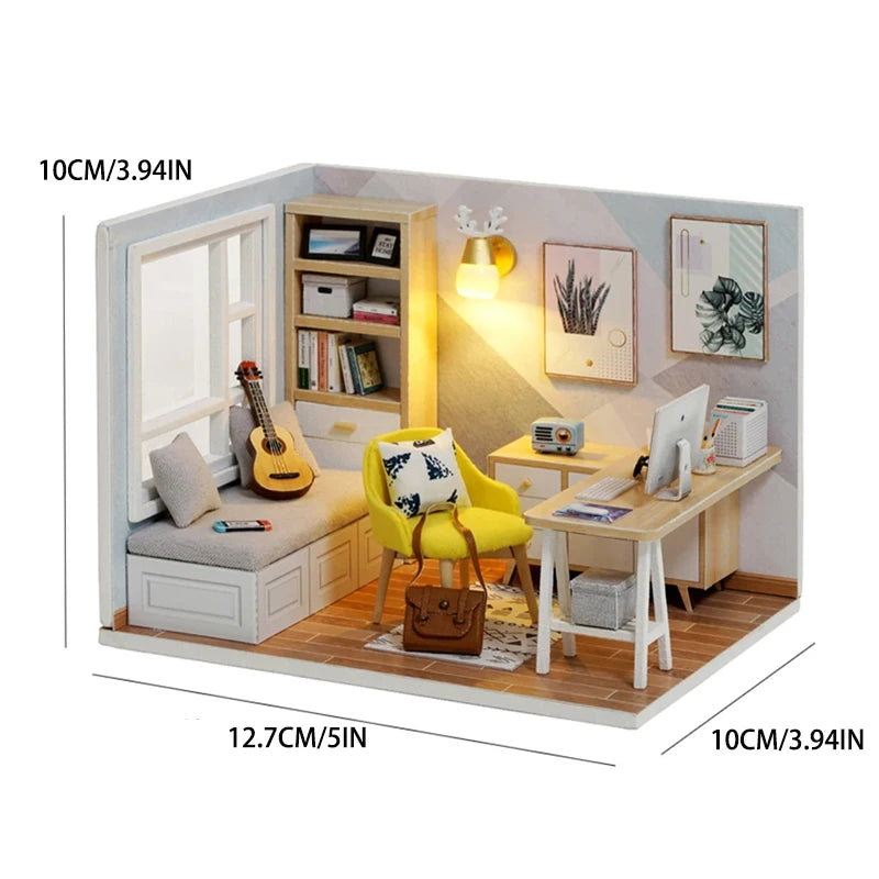 Kitten Mini Doll House 3D Puzzle Assembly Model Building Kit Creative Room Bedroom Decoration With Furniture Wooden Crafts Gifts - Shoppiline