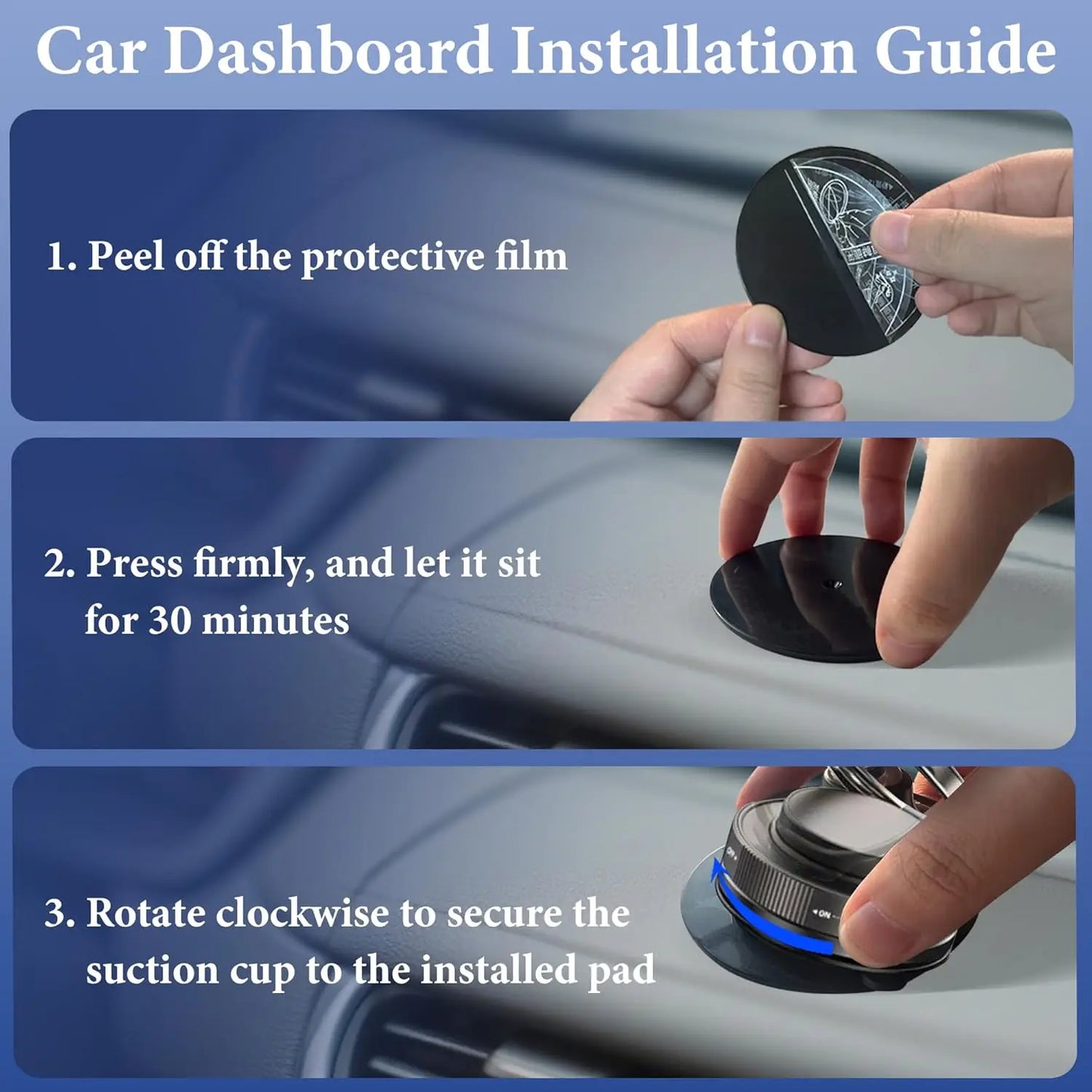 Upgraded 360° Vacuum Magnetic Car Phone Holder, Strong Suction Cup Phone Mount Foldable Portable Cell Phone Holders
